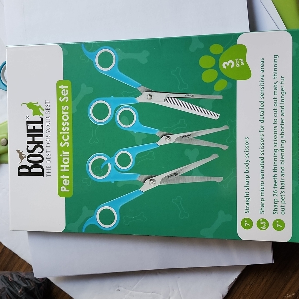 Boshel Pet Hair Scissors Set 3 pc set NWT